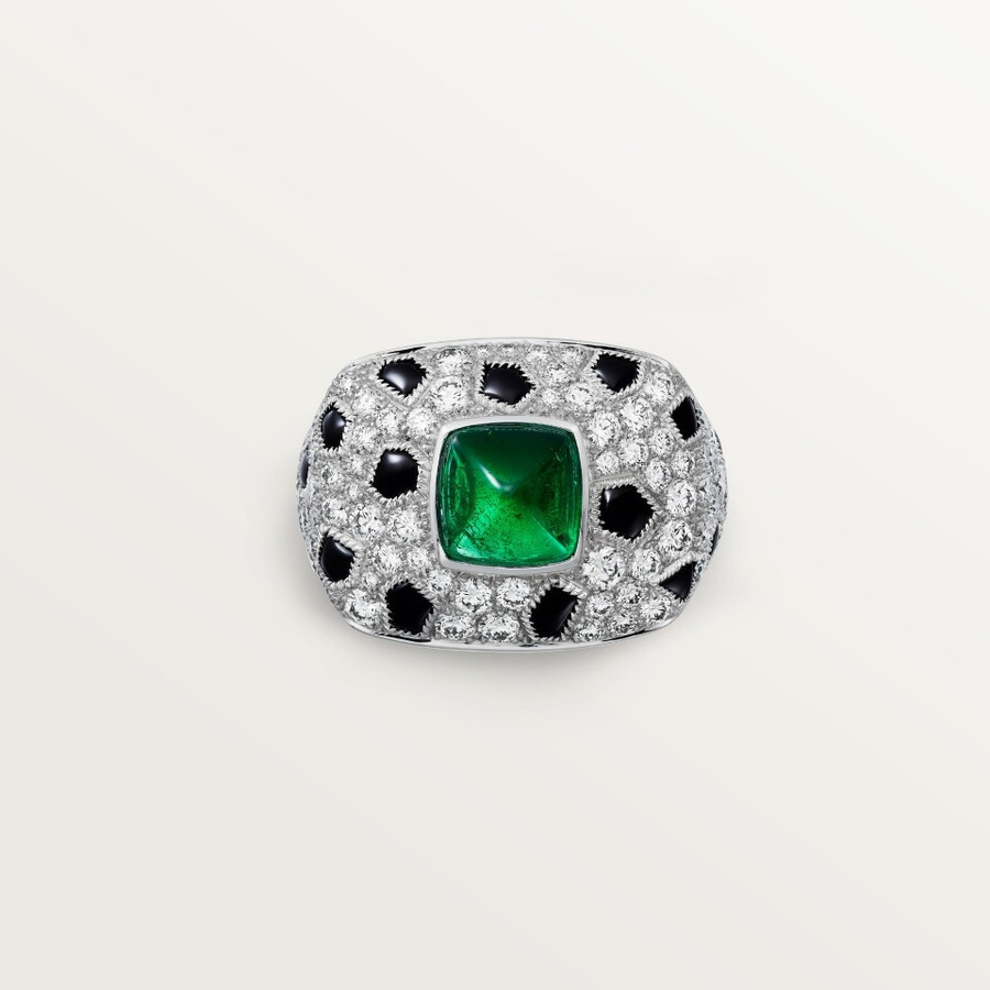 panthère de cartier ring smaragd im zuckerhutschliff kleines modell pavé-fassung