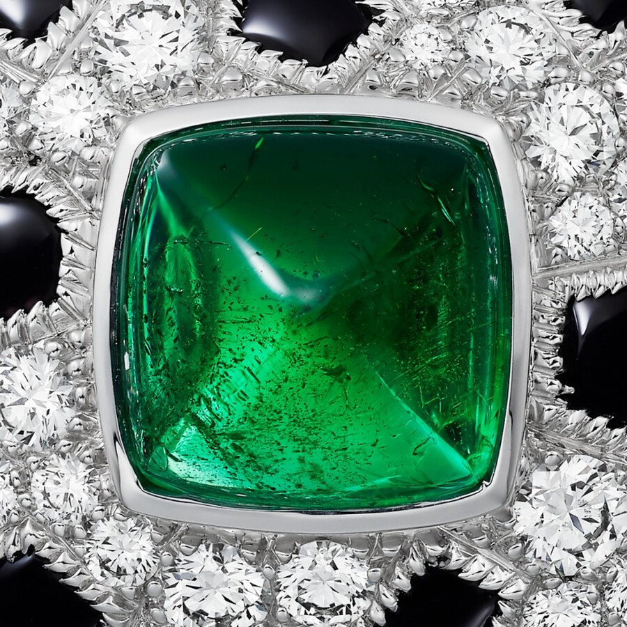 panthère de cartier ring smaragd im zuckerhutschliff kleines modell pavé-fassung