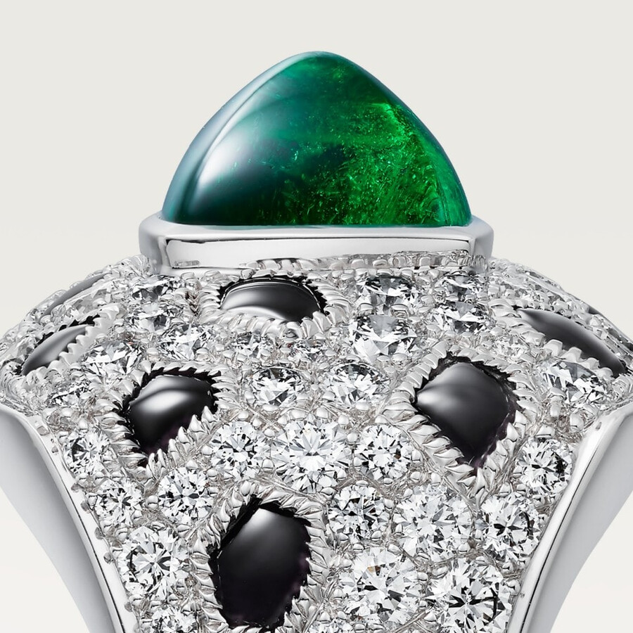 panthère de cartier ring smaragd im zuckerhutschliff kleines modell pavé-fassung