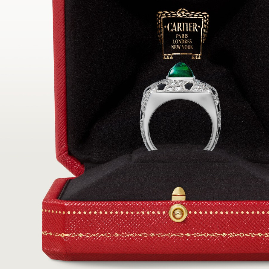 panthère de cartier ring smaragd im zuckerhutschliff kleines modell pavé-fassung