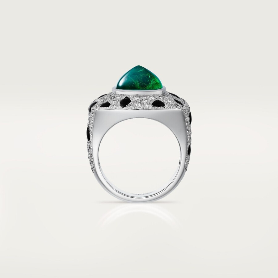 panthère de cartier ring smaragd im zuckerhutschliff großes modell pavé-fassung