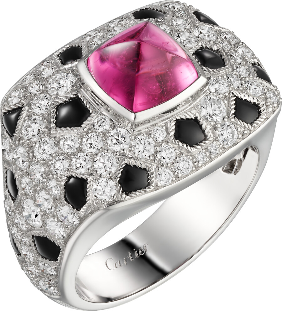 panthère de cartier ring rubellit im zuckerhutschliff kleines modell pavé-fassung