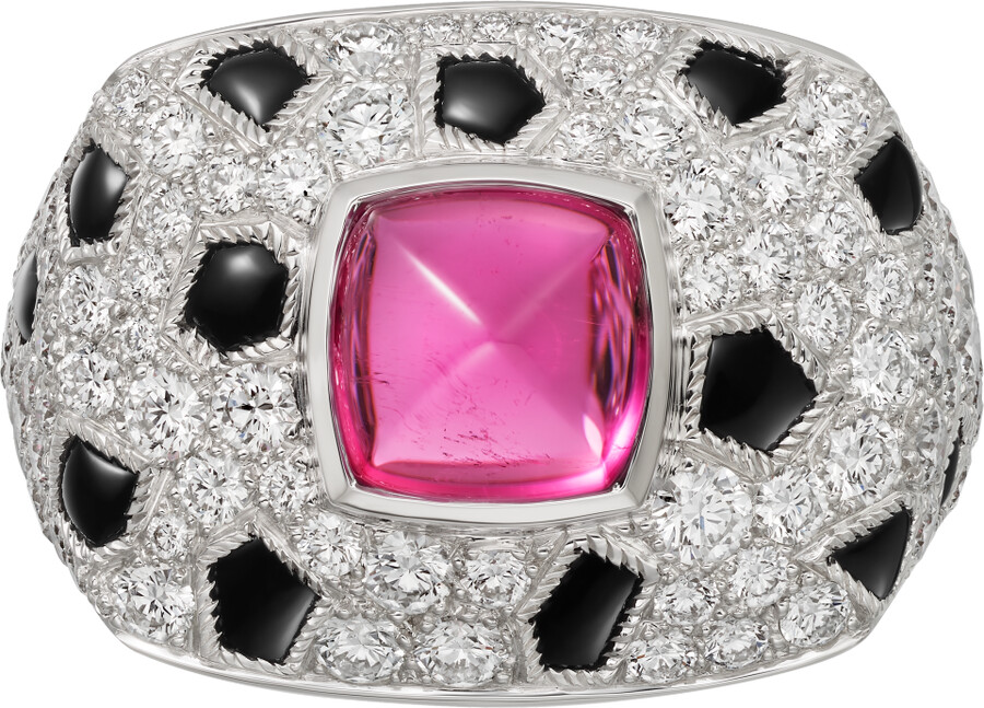 panthère de cartier ring rubellit im zuckerhutschliff kleines modell pavé-fassung