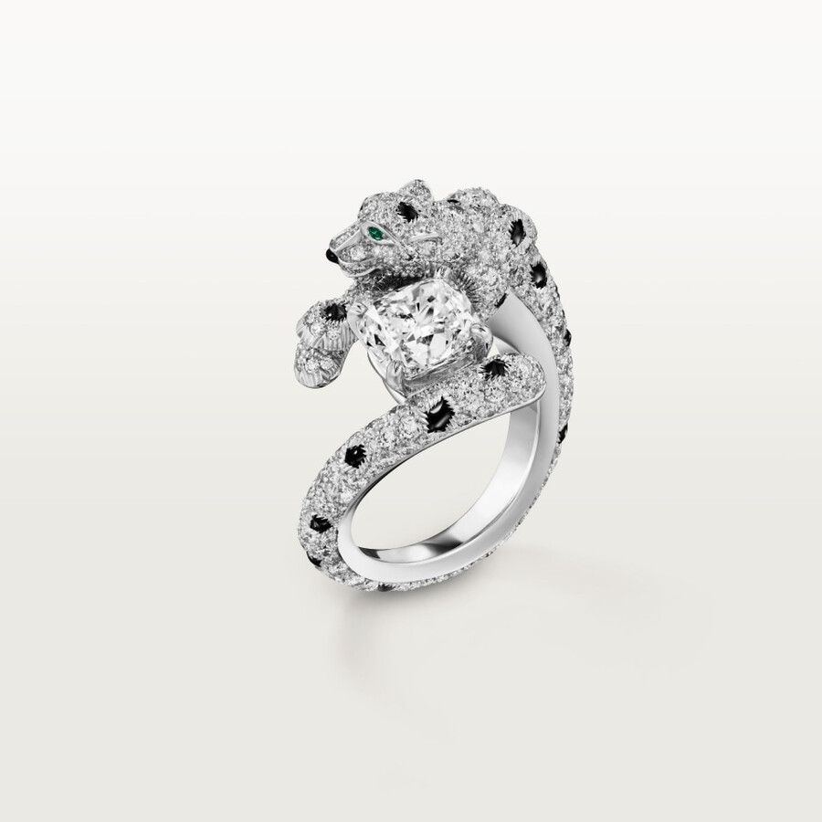 panthère de cartier ring diamant im kissenschliff pavé-fassung
