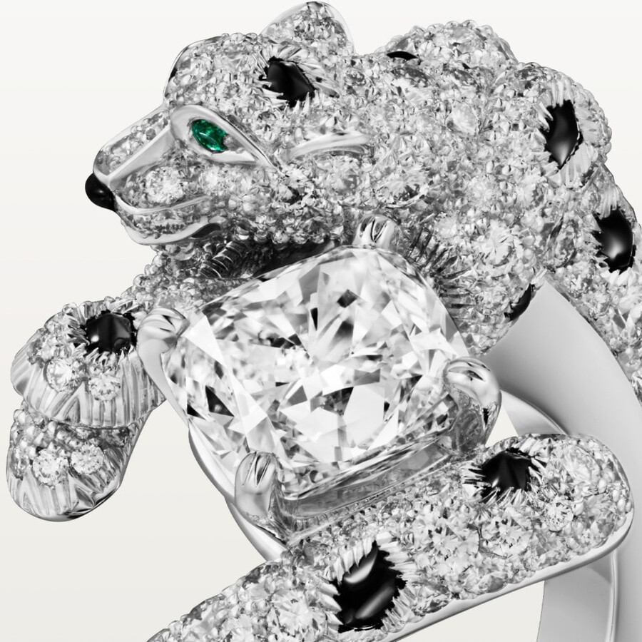panthère de cartier ring diamant im kissenschliff pavé-fassung
