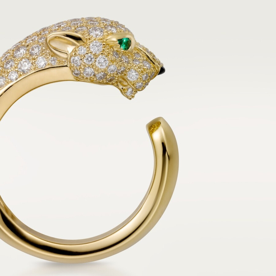 panthère de cartier-ring mittleres modell halb gepflastert