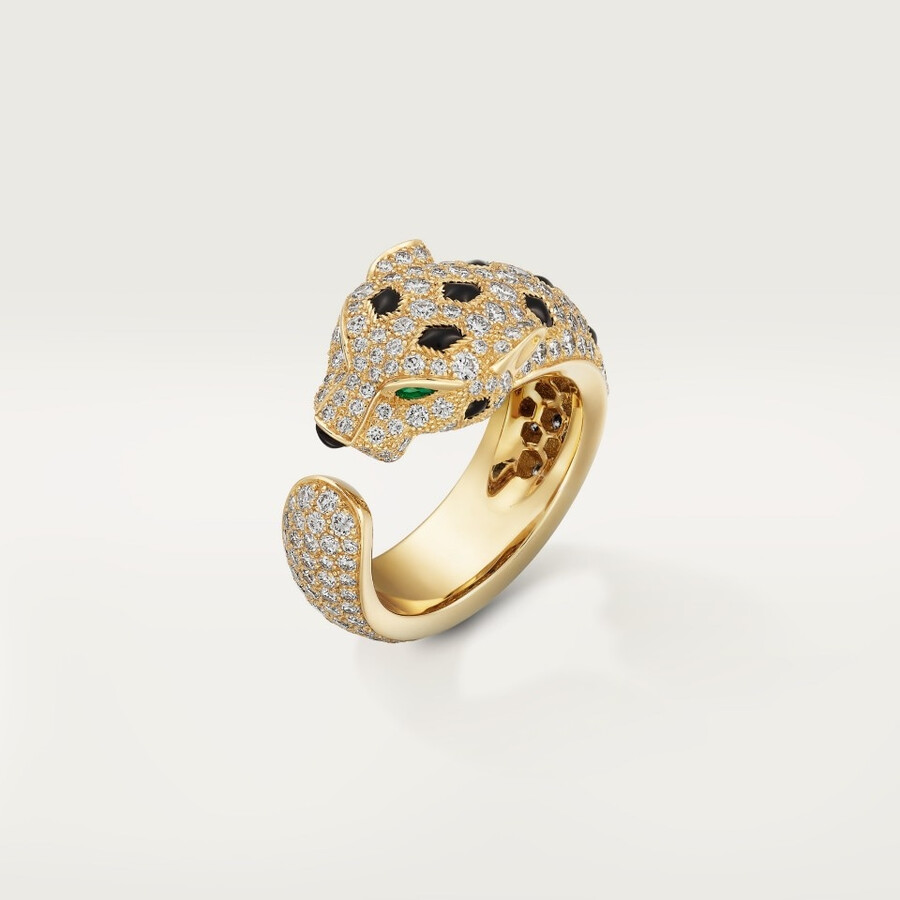 panthère de cartier-ring mittleres modell halb gepflastert