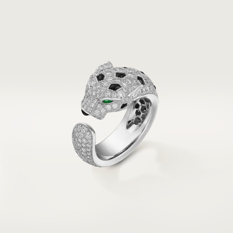 panthère de cartier-ring mittleres modell halb gepflastert
