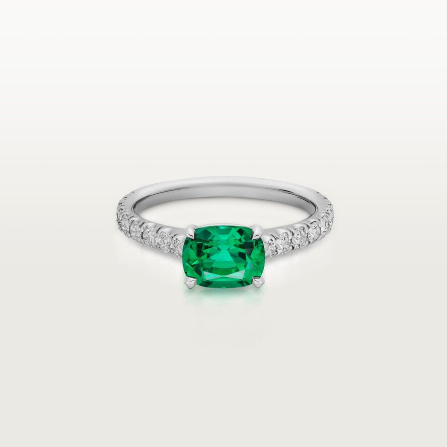 solitärring von 1895 kissenförmiger smaragd pavé-fassung
