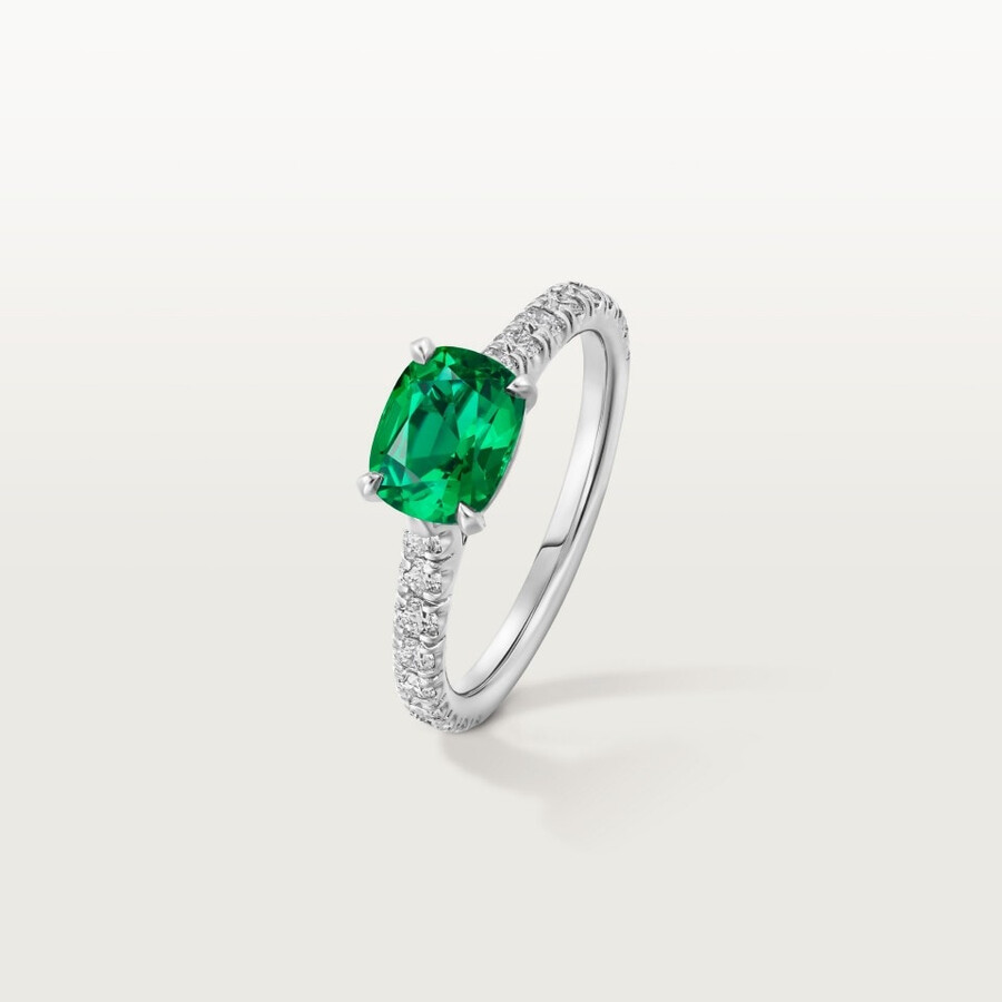 solitärring von 1895 kissenförmiger smaragd pavé-fassung