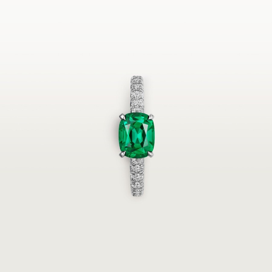 solitärring von 1895 kissenförmiger smaragd pavé-fassung