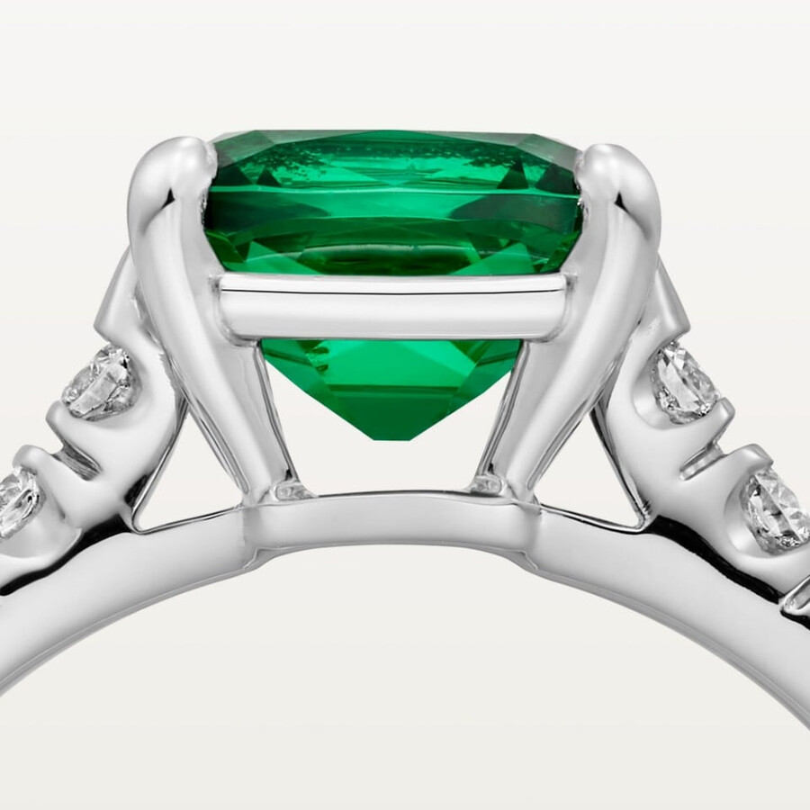 solitärring von 1895 kissenförmiger smaragd pavé-fassung
