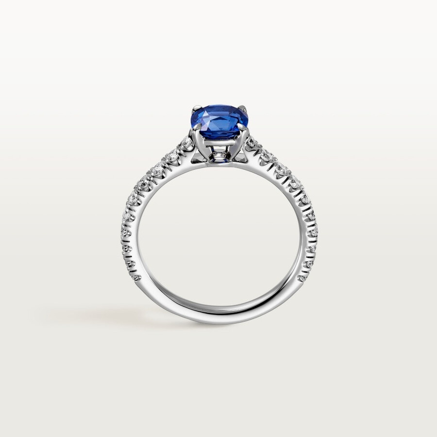 solitärring von 1895 kissenförmiger saphir pavé-fassung