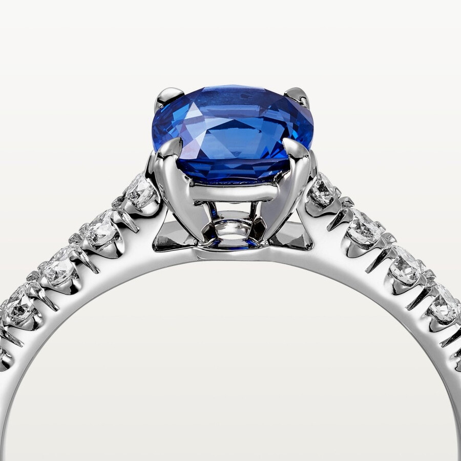 solitärring von 1895 kissenförmiger saphir pavé-fassung