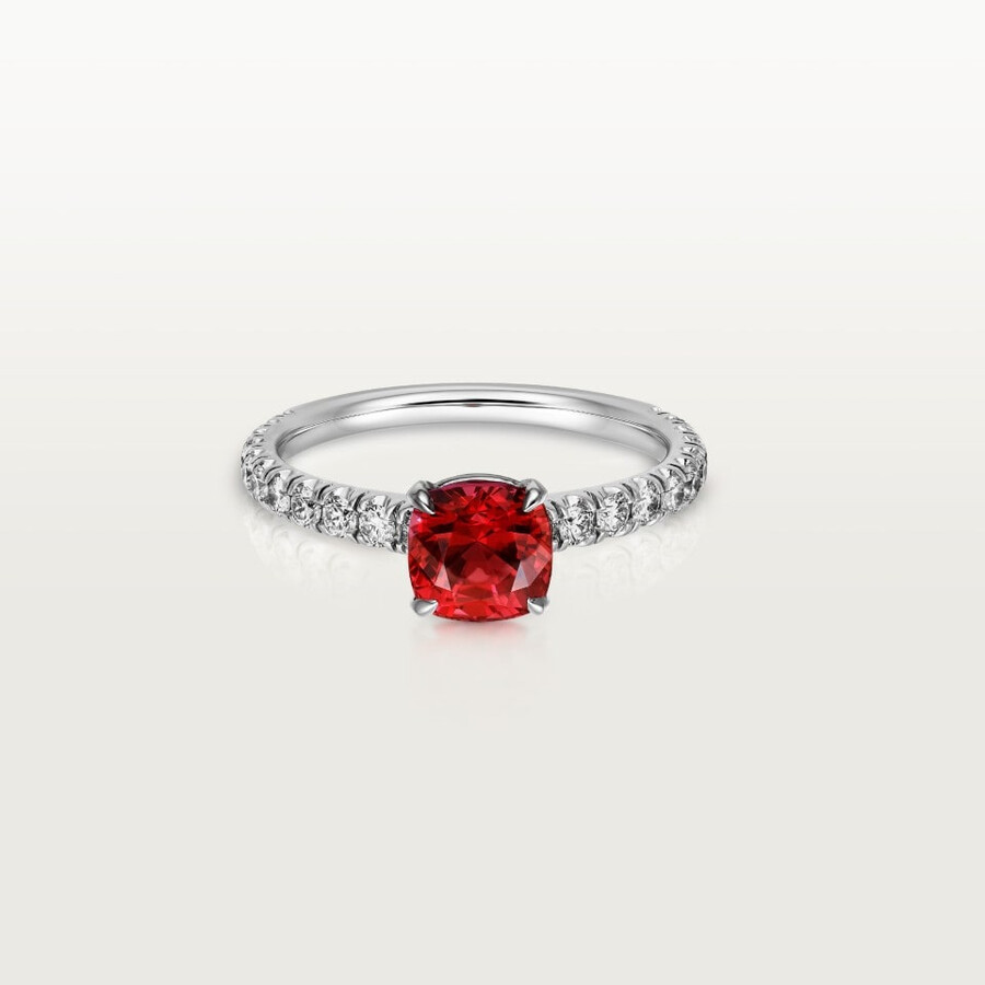 solitärring von 1895 kissenförmiger rubin pavé-fassung