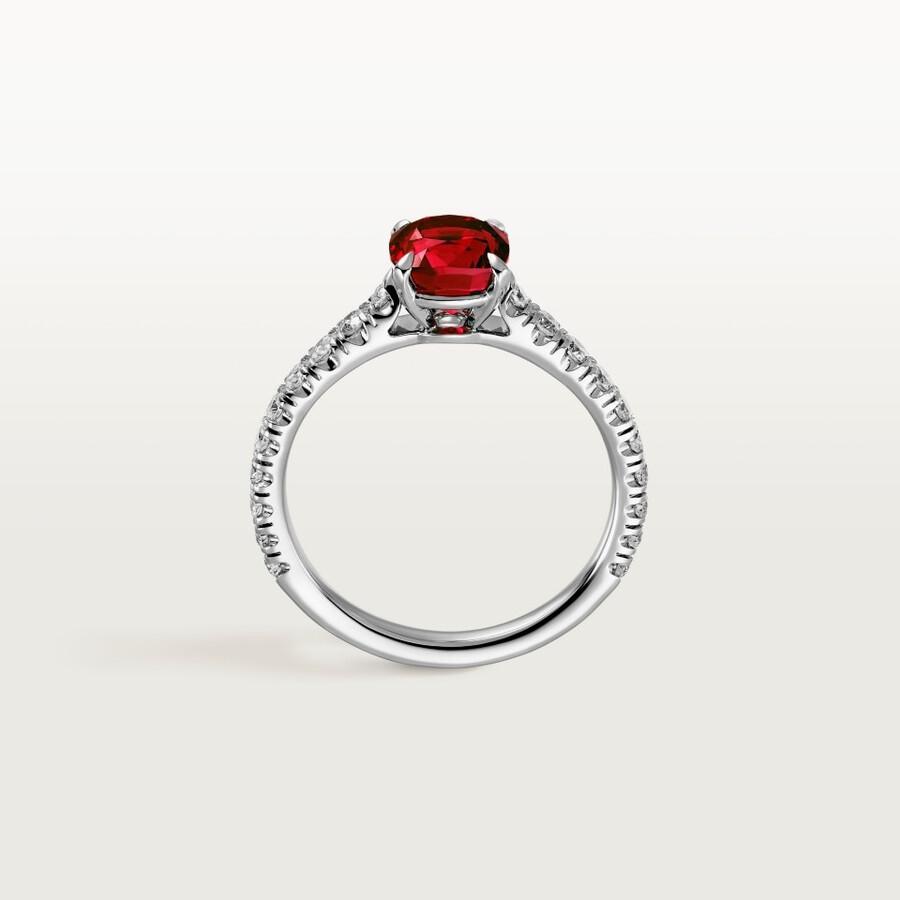 solitärring von 1895 kissenförmiger rubin pavé-fassung