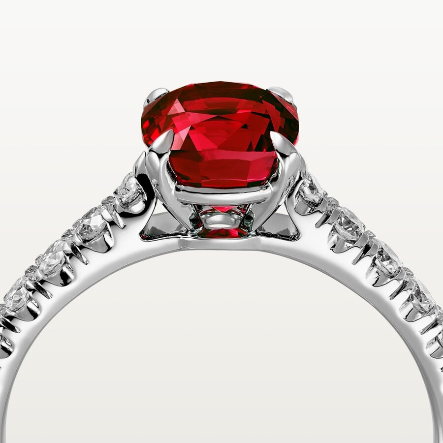 solitärring von 1895 kissenförmiger rubin pavé-fassung