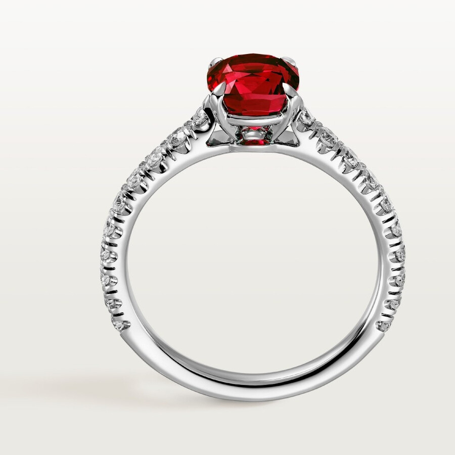 solitärring von 1895 kissenförmiger rubin pavé-fassung
