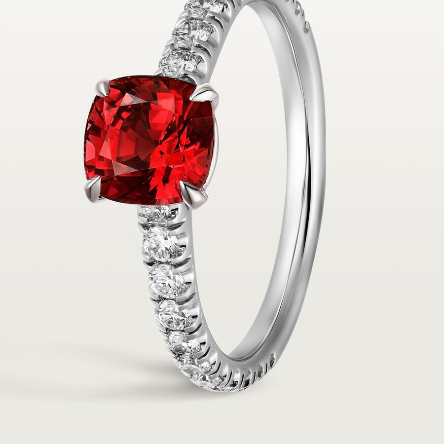 solitärring von 1895 kissenförmiger rubin pavé-fassung