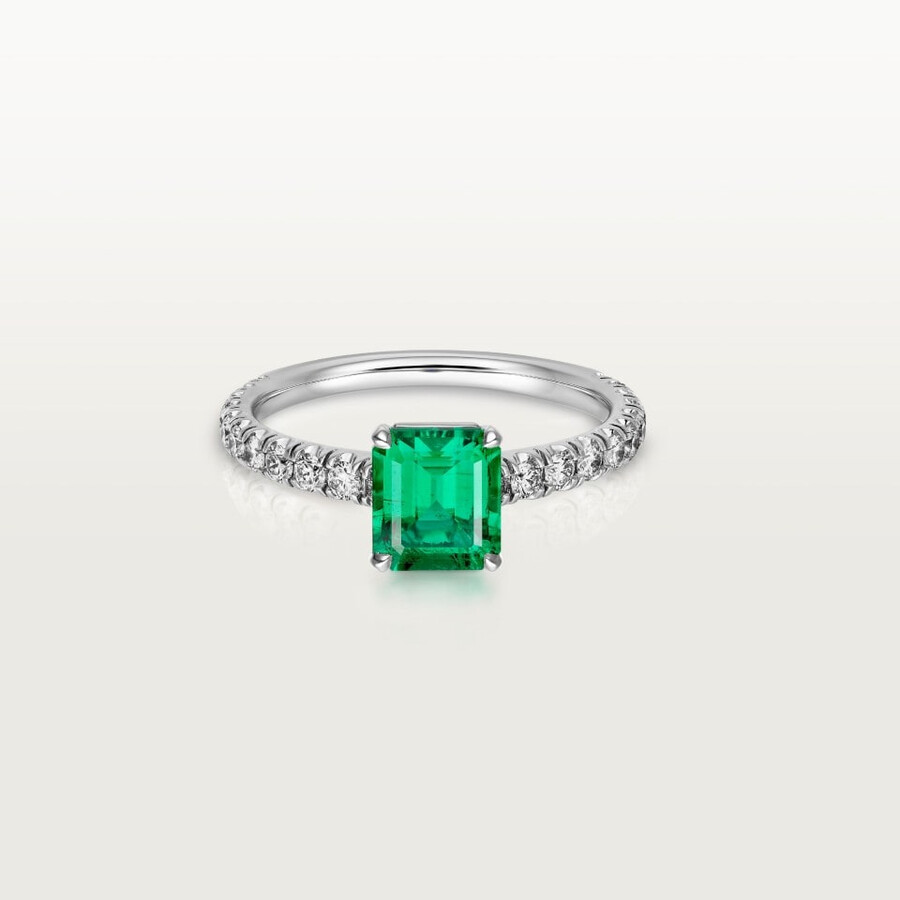 solitärring von 1895 smaragd im smaragdschliff pavé-fassung