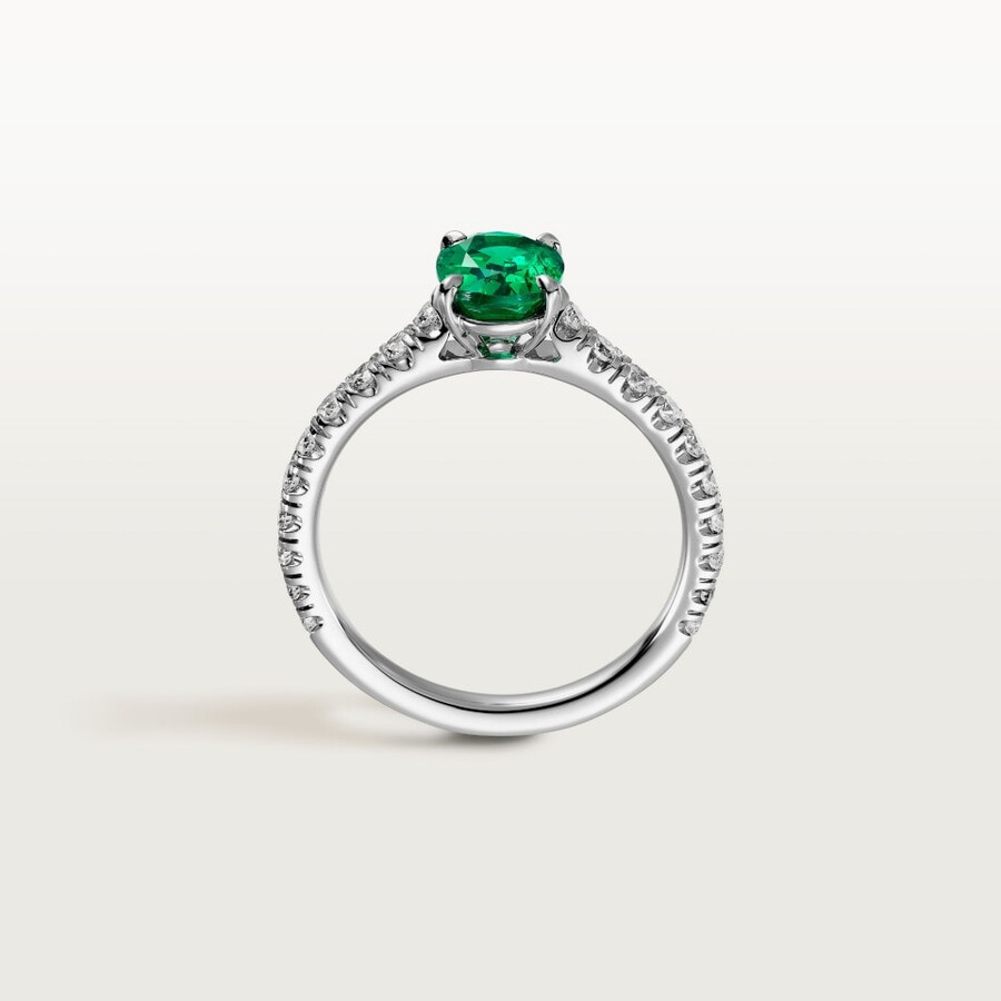 solitärring von 1895 oval geschliffener smaragd pavé-fassung