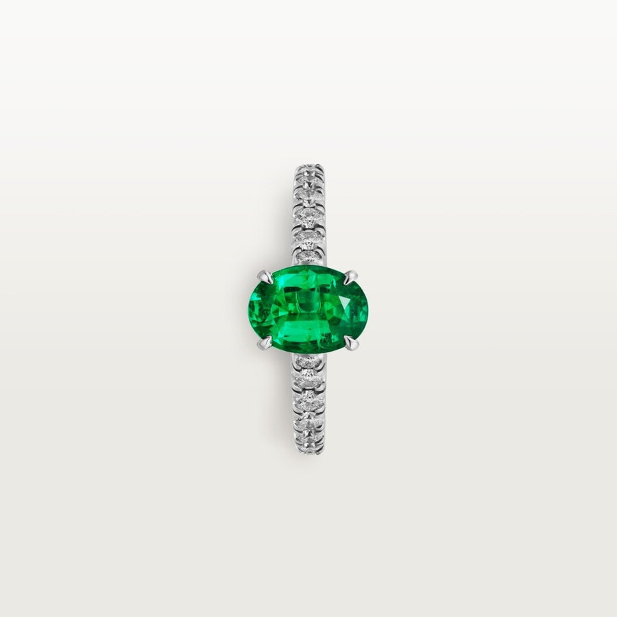 solitärring von 1895 oval geschliffener smaragd pavé-fassung