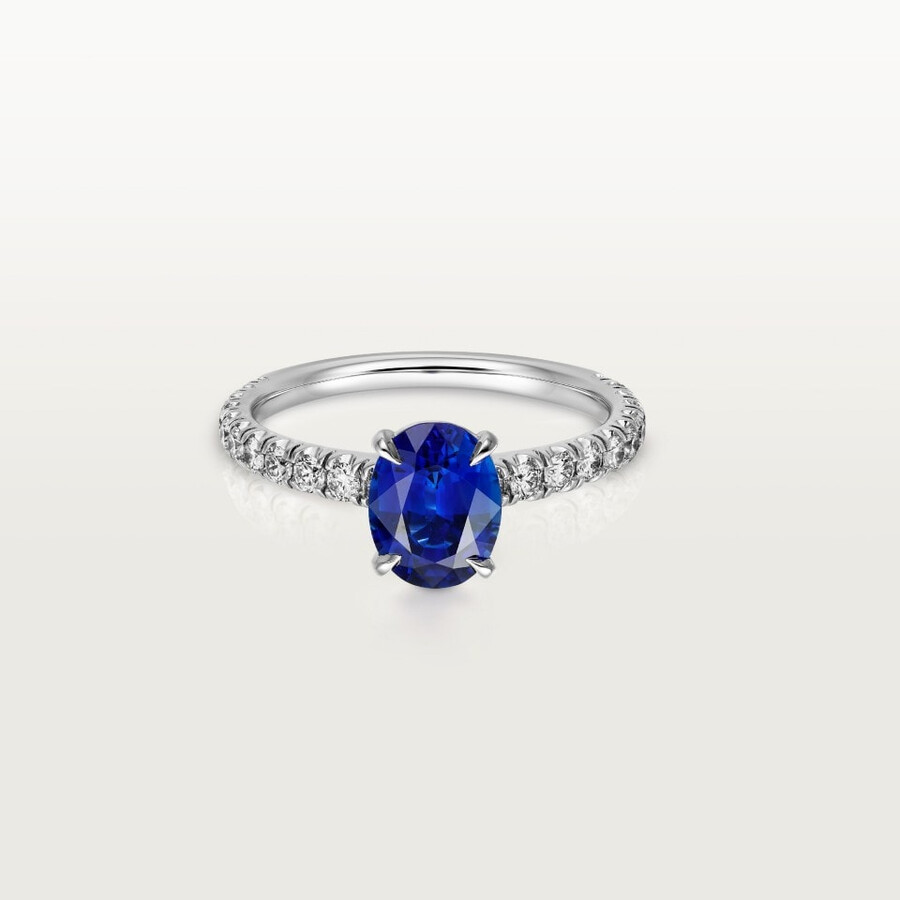 solitärring von 1895 oval geschliffener saphir pavé-fassung