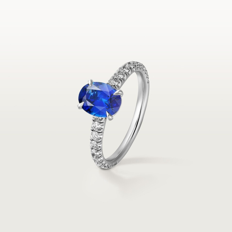 solitärring von 1895 oval geschliffener saphir pavé-fassung