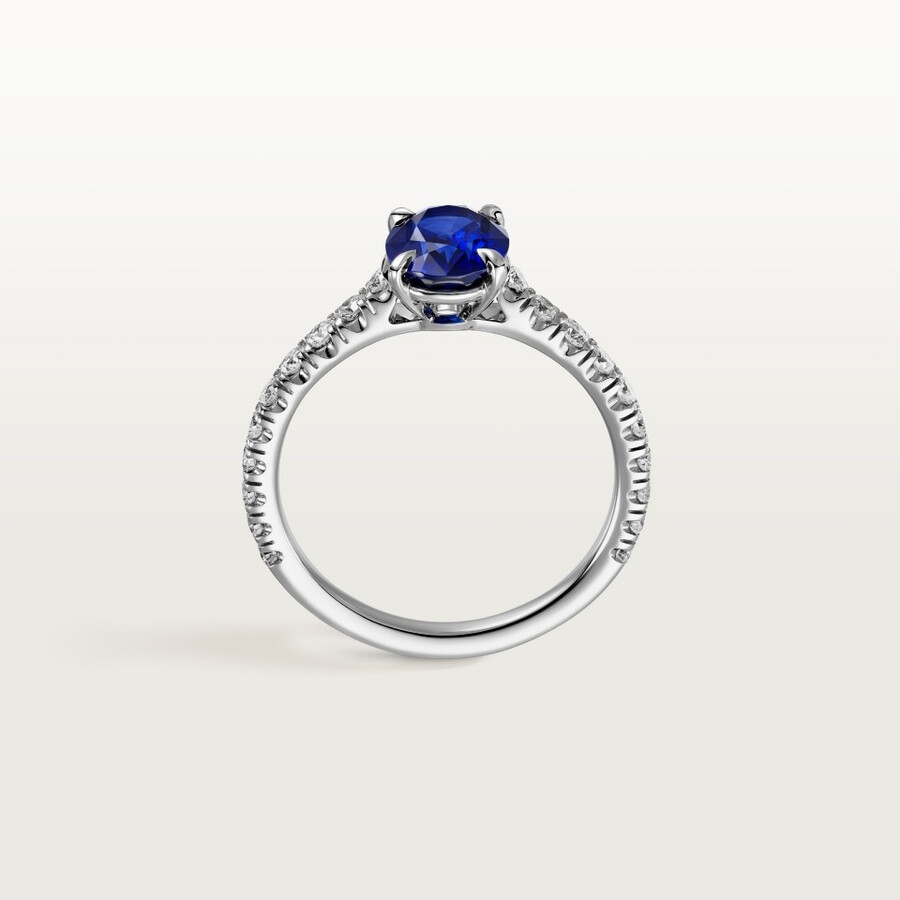 solitärring von 1895 oval geschliffener saphir pavé-fassung