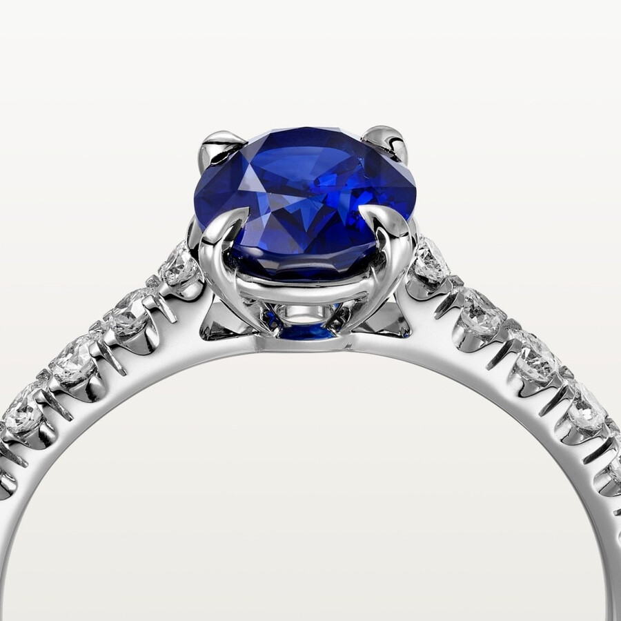 solitärring von 1895 oval geschliffener saphir pavé-fassung
