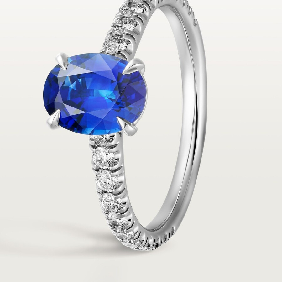 solitärring von 1895 oval geschliffener saphir pavé-fassung