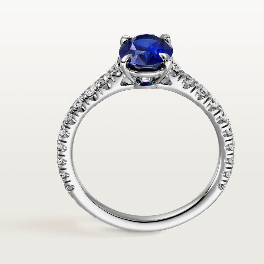 solitärring von 1895 oval geschliffener saphir pavé-fassung