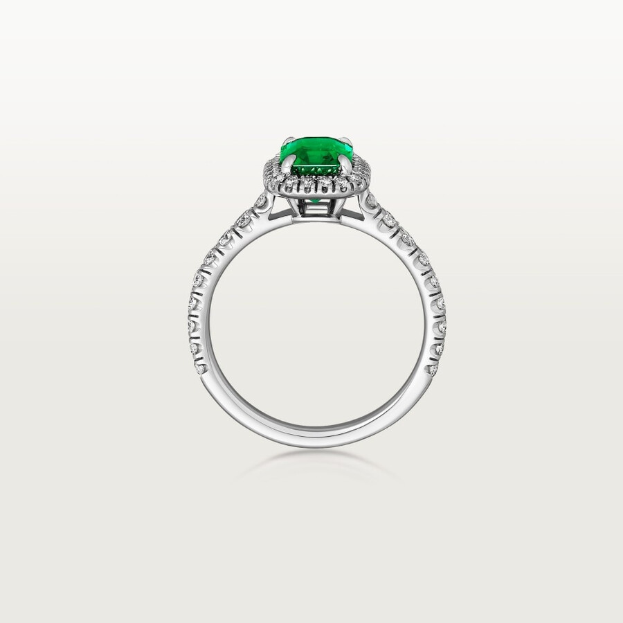 cartier destinée solitär smaragd im smaragdschliff gepflastert