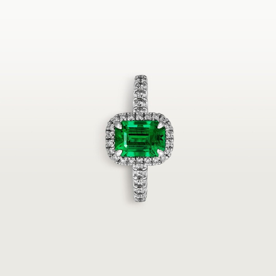 cartier destinée solitär smaragd im smaragdschliff gepflastert