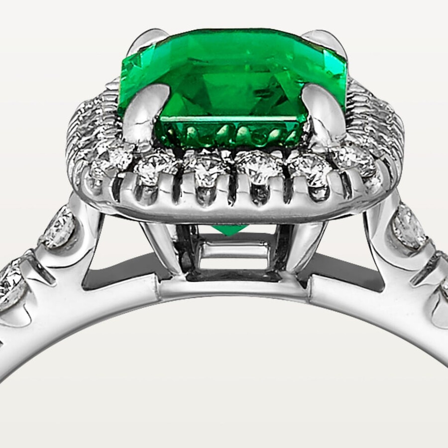 cartier destinée solitär smaragd im smaragdschliff gepflastert