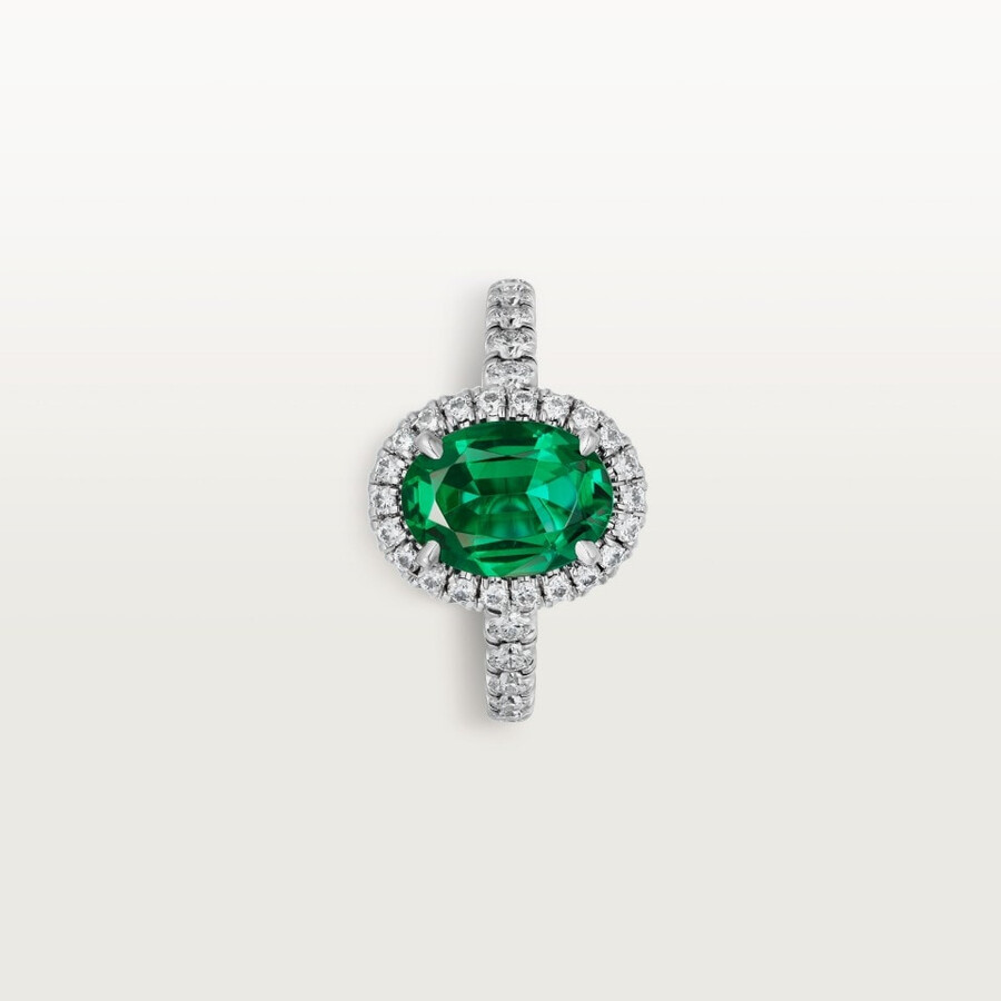 cartier destinée solitär smaragd im ovalschliff pavé