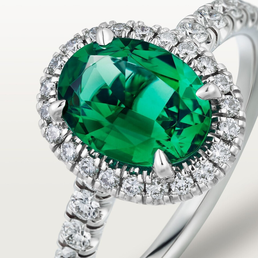 cartier destinée solitär smaragd im ovalschliff pavé