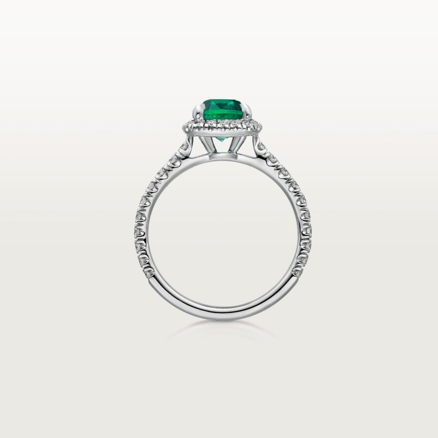 cartier destinée solitär smaragd im kissenschliff gepflastert