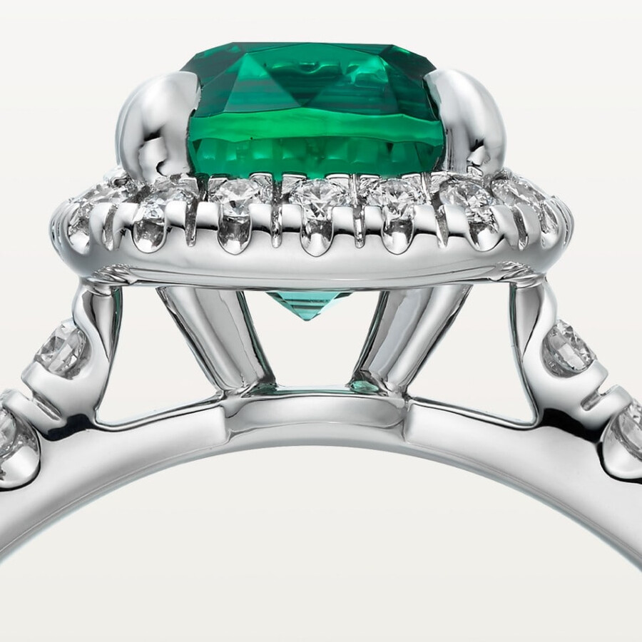 cartier destinée solitär smaragd im kissenschliff gepflastert
