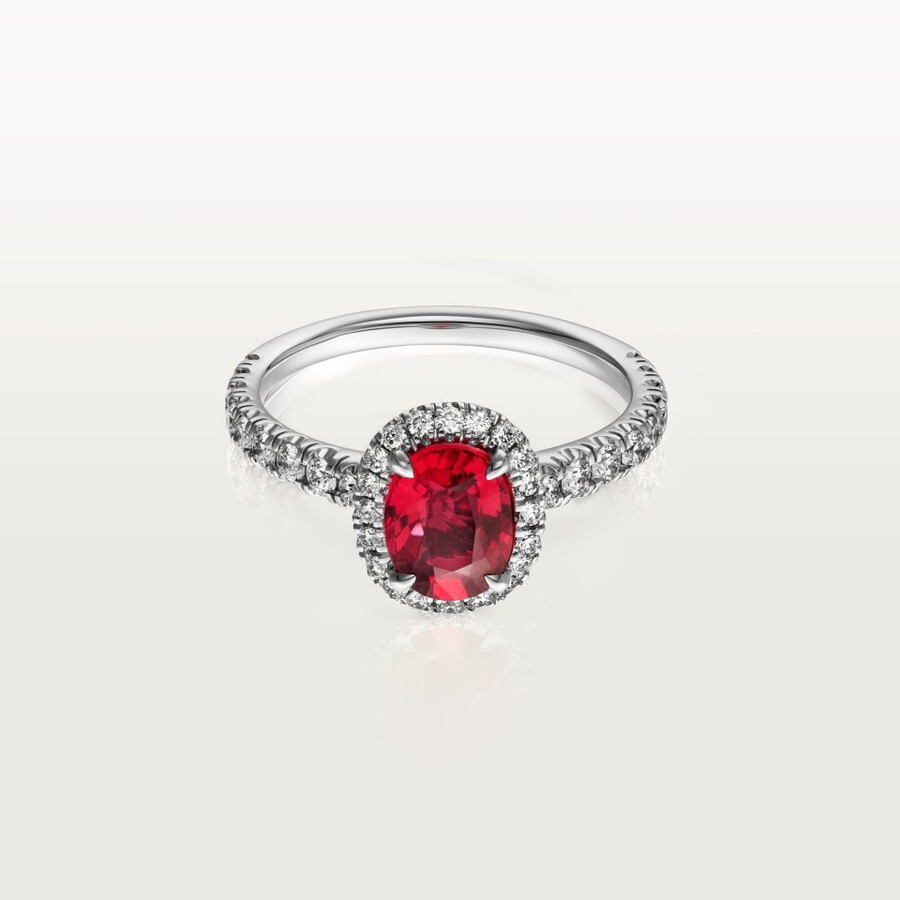 cartier destinée solitär rubin im ovalschliff pavé