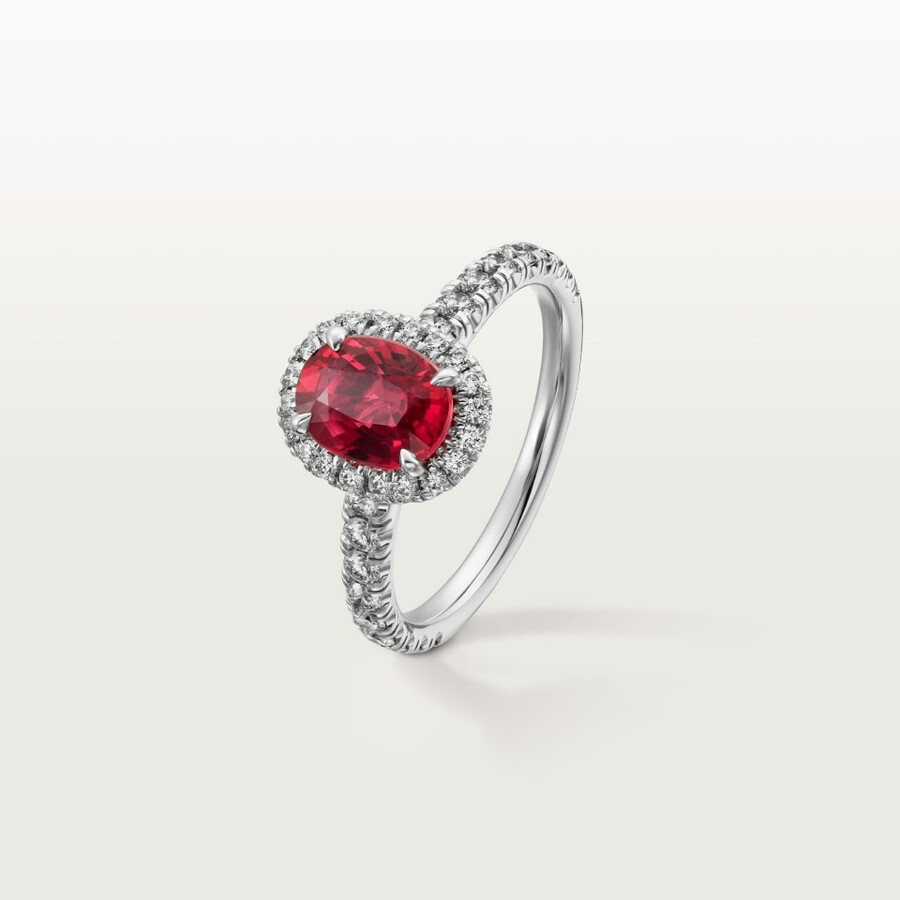 cartier destinée solitär rubin im ovalschliff pavé