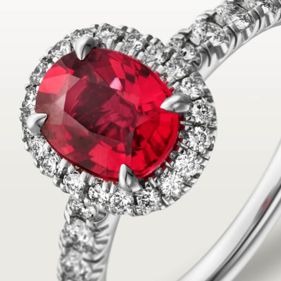 cartier destinée solitär rubin im ovalschliff pavé