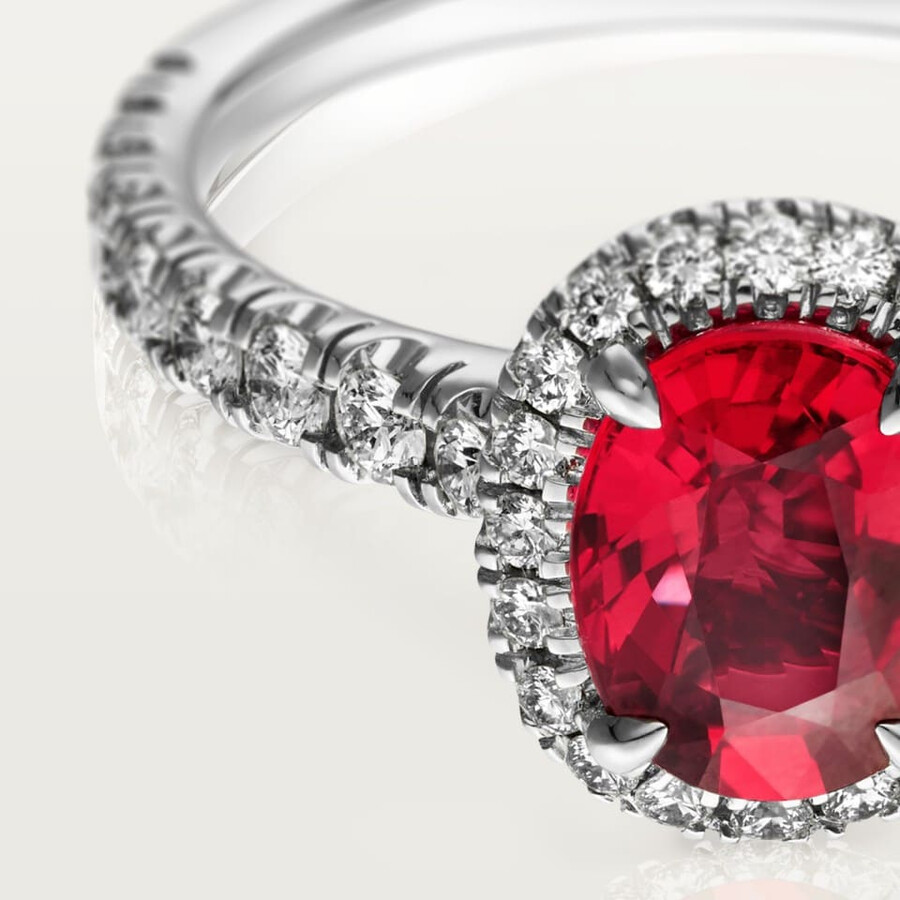 cartier destinée solitär rubin im ovalschliff pavé