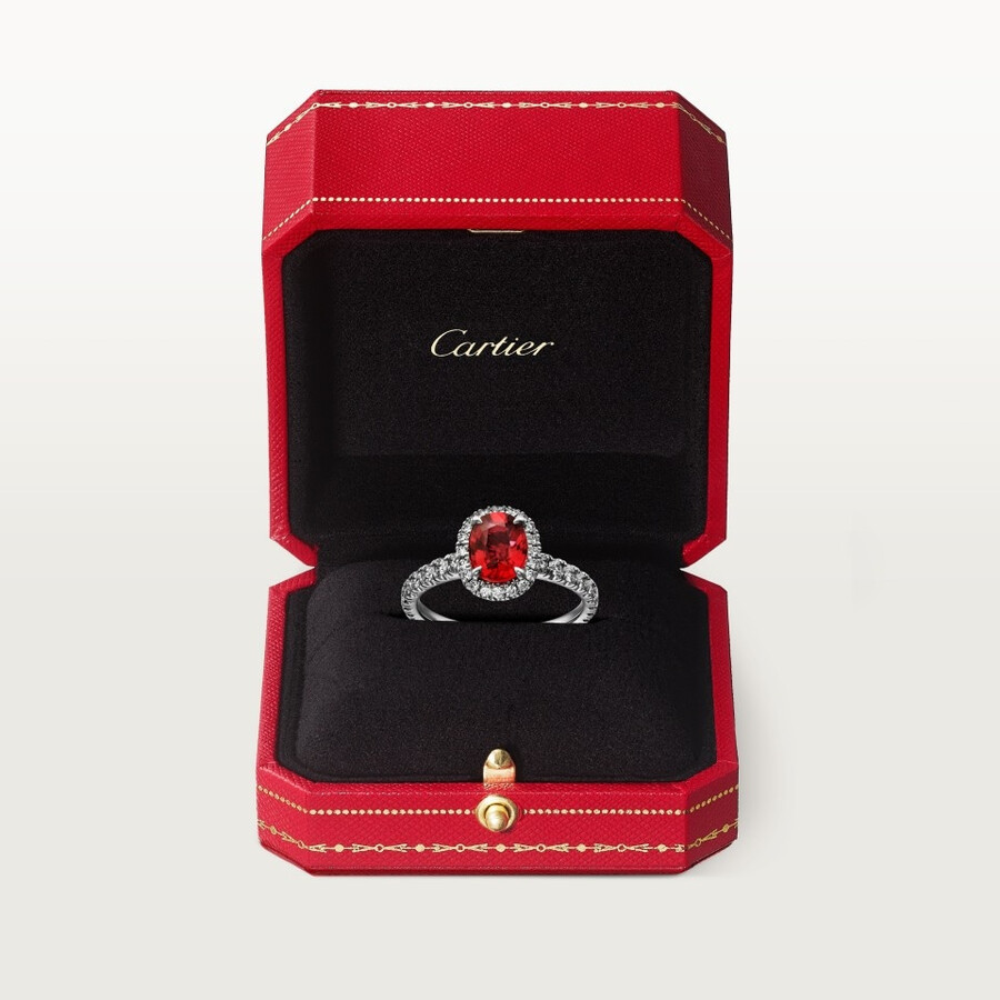 cartier destinée solitär rubin im ovalschliff pavé