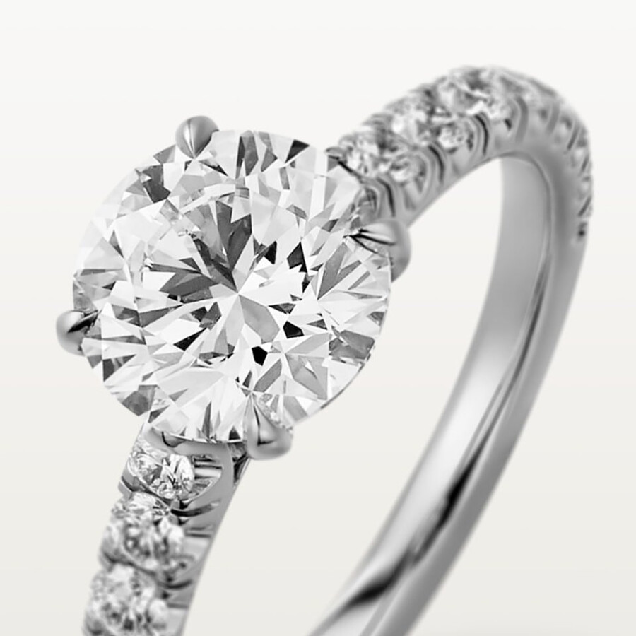 solitärring von 1895 brillantschliff pavé-fassung