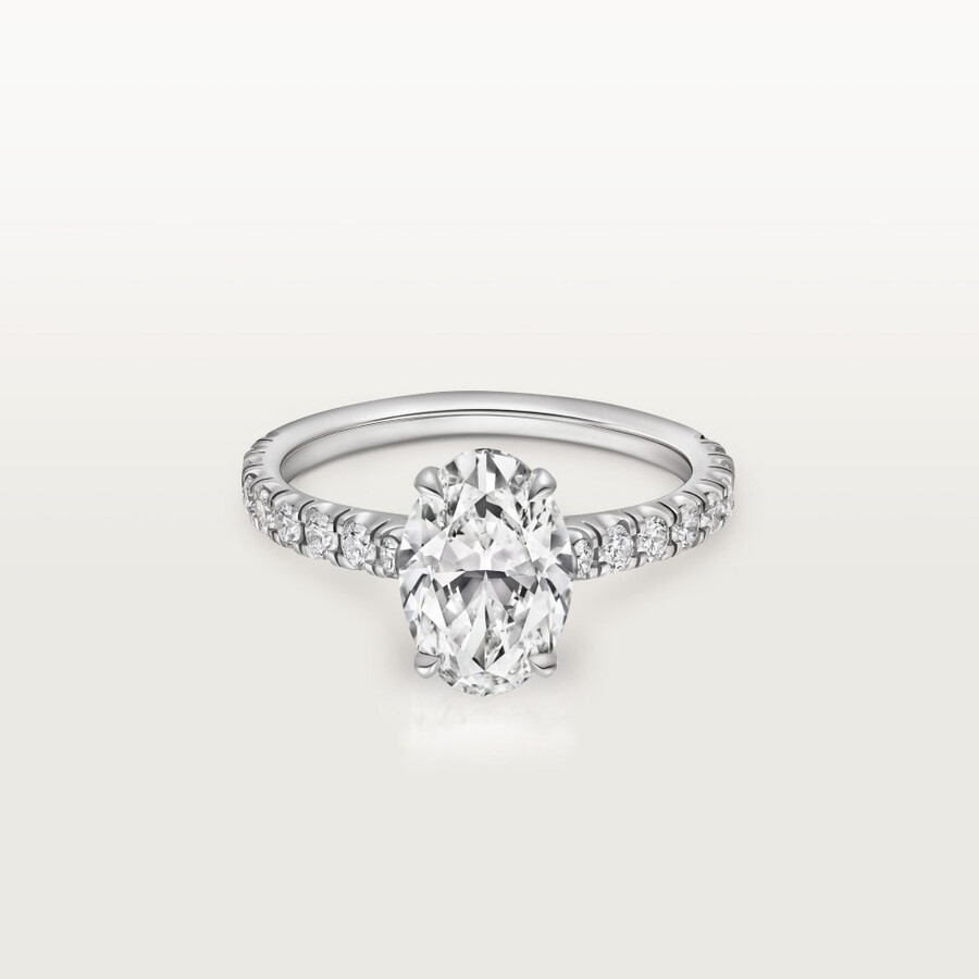 solitärring von 1895 oval geschliffener diamant pavé-fassung