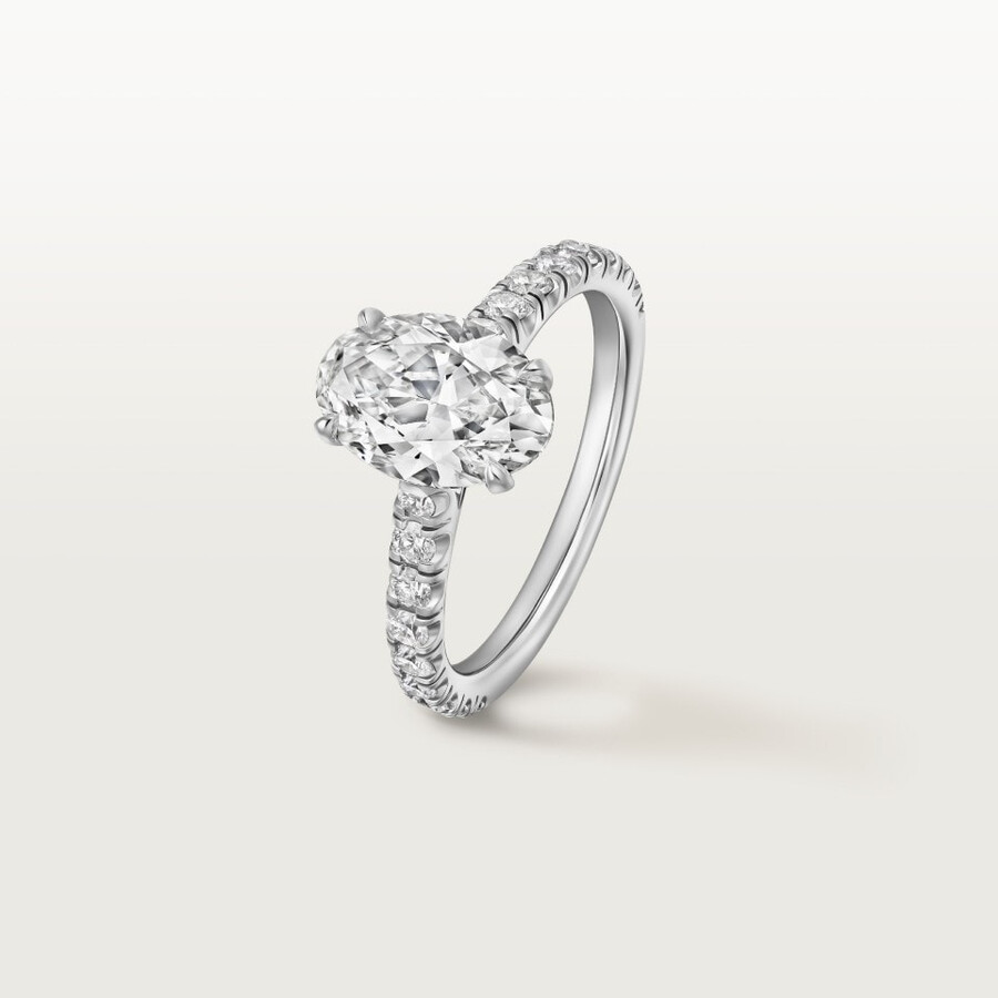 solitärring von 1895 oval geschliffener diamant pavé-fassung