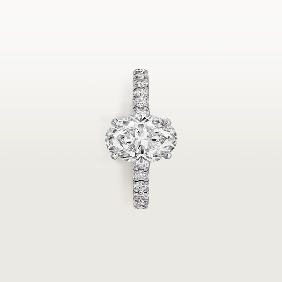 solitärring von 1895 oval geschliffener diamant pavé-fassung